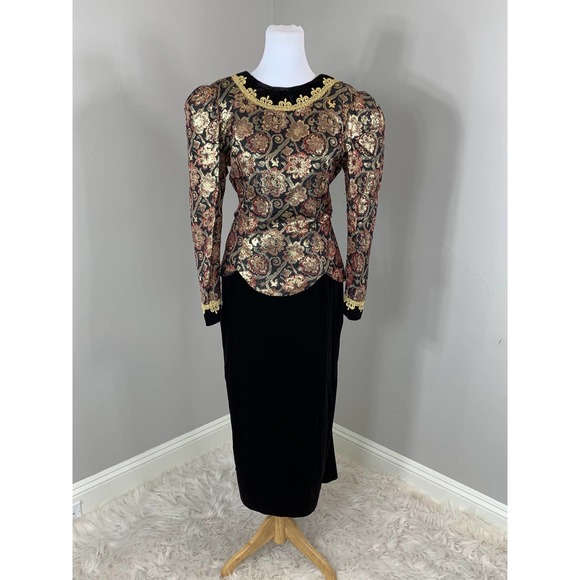 Vintage 90s Jessica McClintock VictorianGoth SteamPunk Witchy Belle Epoque Dress - Picture 2 of 11